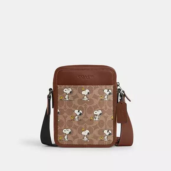 Coach X Peanuts Sullivan Crossbody Bag Signature Canvas With Snoopy Print  CBK48 - Picture 5 of 8